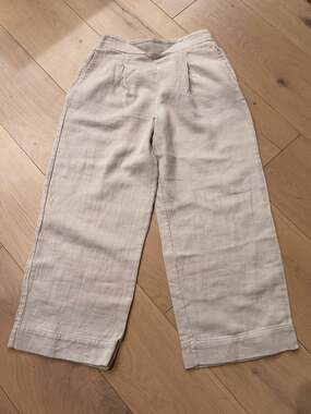 Stateside 100% Cotton Textured Knit Wide Leg Crop Pants in Beige Size S.  2192 b